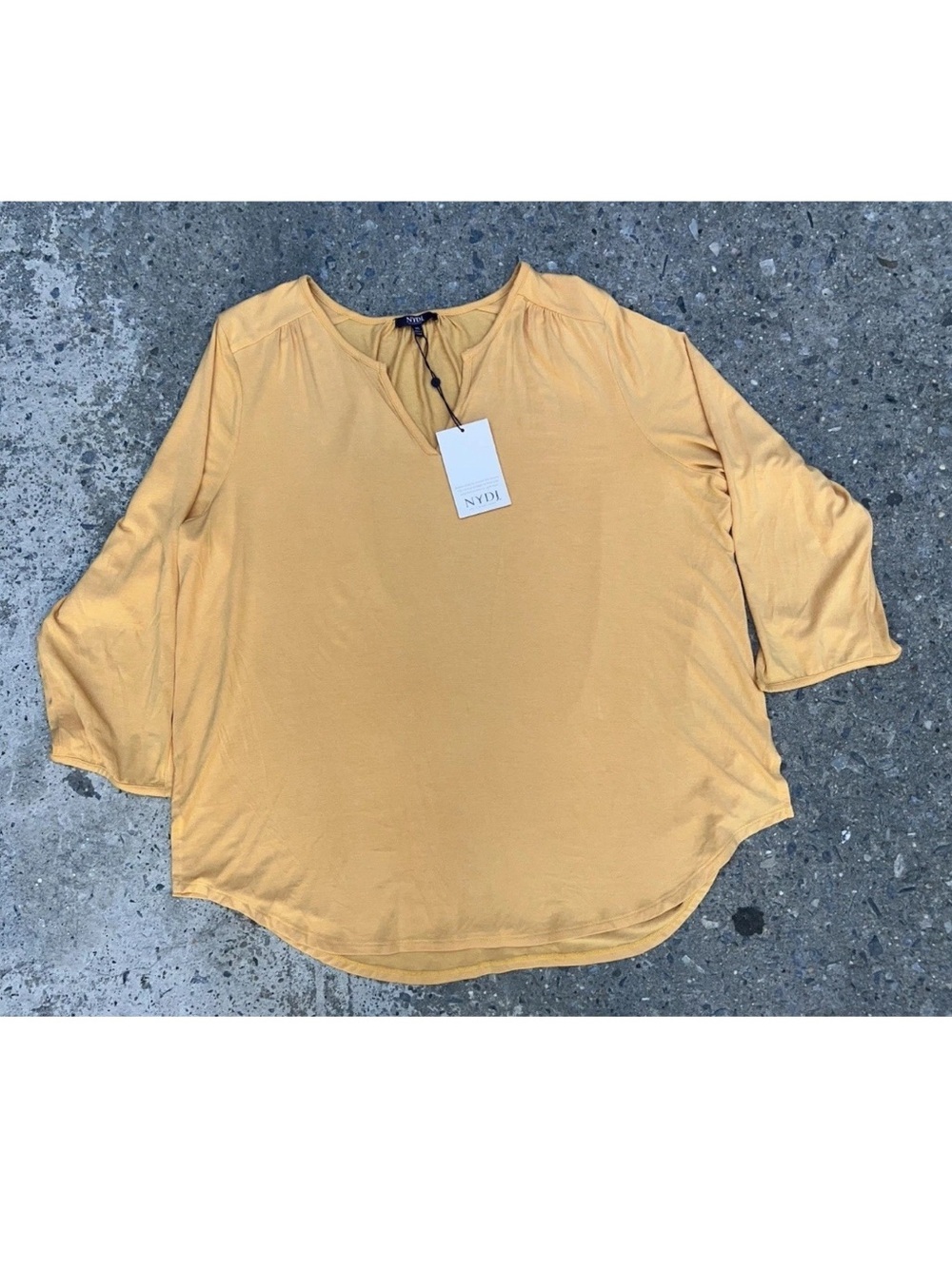NYDJ‎ Perfect Tee Mango Sorb V Neck Relaxed Blouse XL NWT